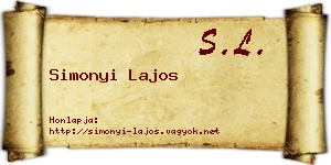 Simonyi Lajos névjegykártya